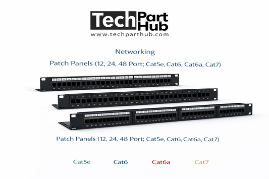 Patch Panels (12,24,48 Port; Cat5e, Cat6, Cat6a, Cat7)