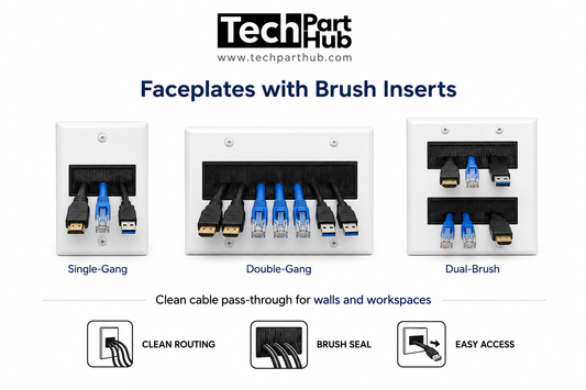 Faceplates with Brush Inserts (For Cable Pass-Through)