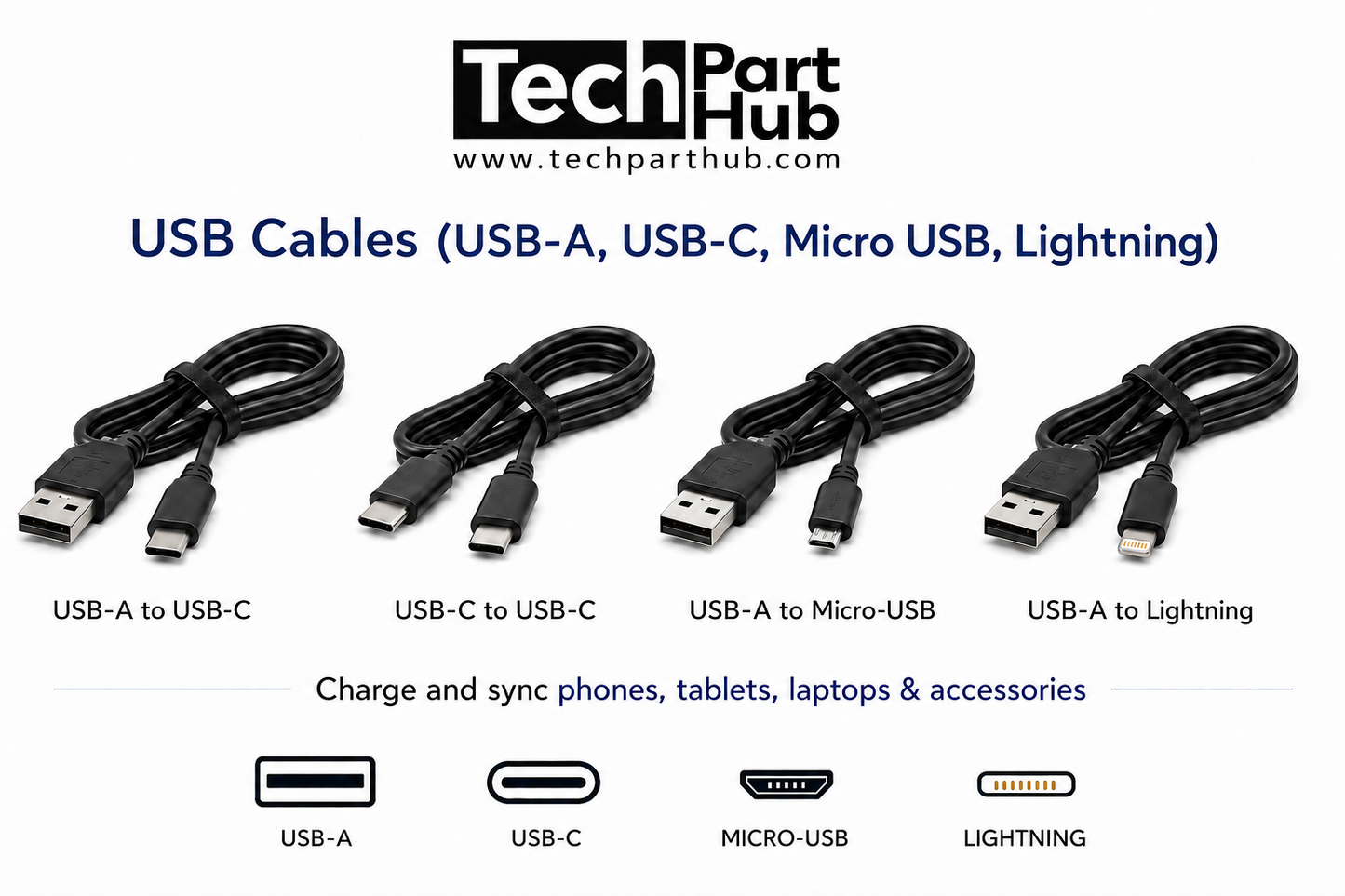 USB Cables (USB-A, USB-C, Micro USB, Lightning)