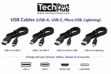 USB Cables (USB-A, USB-C, Micro USB, Lightning)