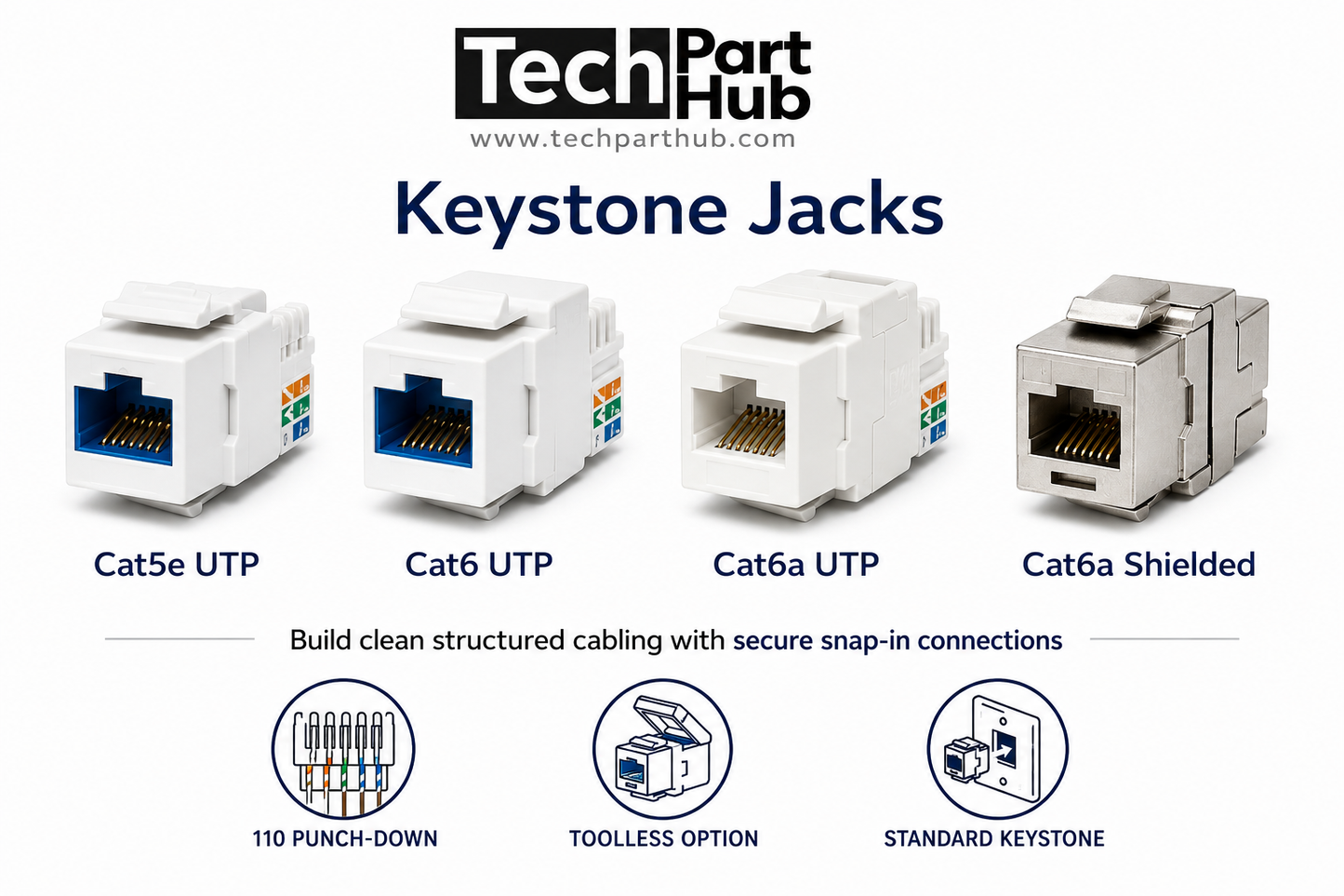 Keystone Jack (Cat5e, Cat6, Cat6a, Cat7)